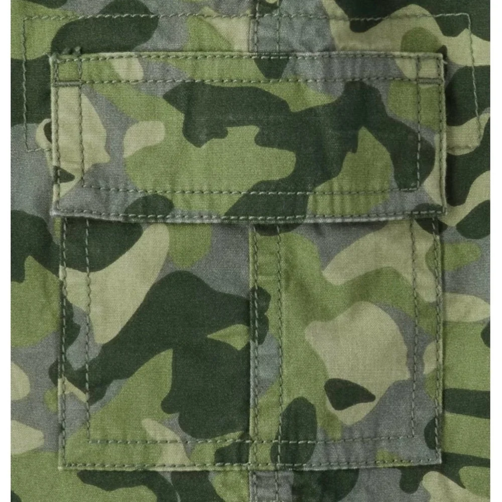 The Children's Place Boys Camo Pull On Cargo Shorts - Green | Sz 12 | NWOT